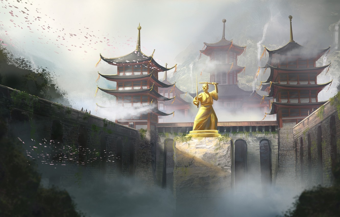 1340x850 Wallpaper Figure, Japan, Palace, Castle, Japan, Architecture, Art, Concept Art, Architecture, Monument, Feudal Japan, Environments, North Wisniewska, by Karolina Wisniewska, by Karolina Wisniewska, North Wisniewska image for desktop, section арт, Desktop