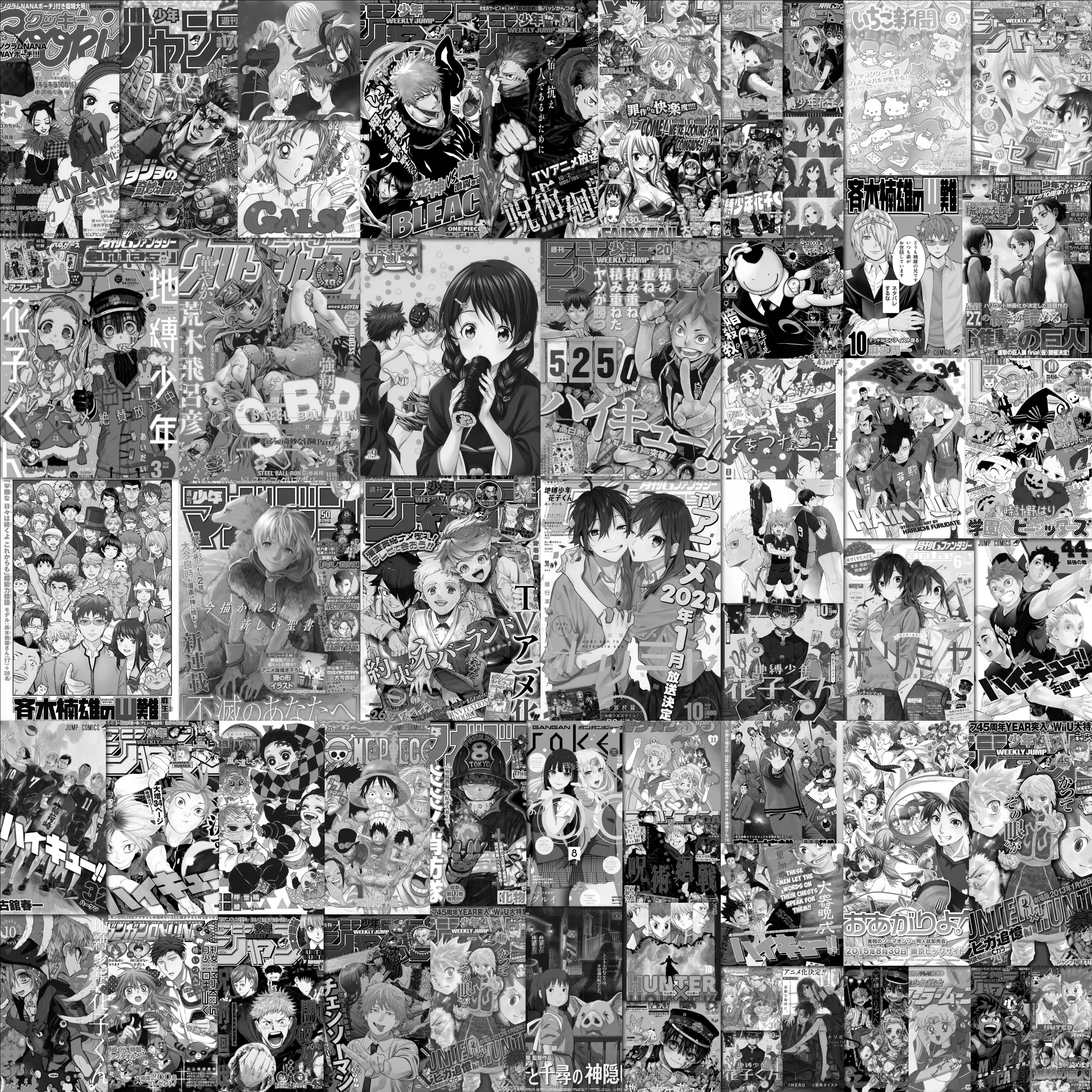 3000x3000 Anime Manga Wall Collage Kit Black and White Collage Kit Hong Kong, Phone