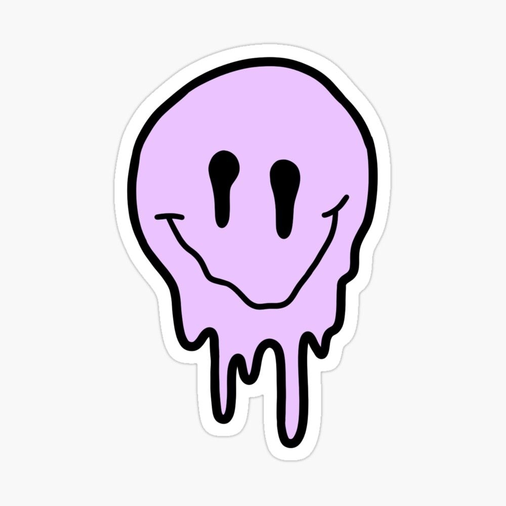 1000x1000 pastel purple drippy smiley face Sticker by zarapatel. Preppy stickers, Face stickers, Cool stickers, Phone