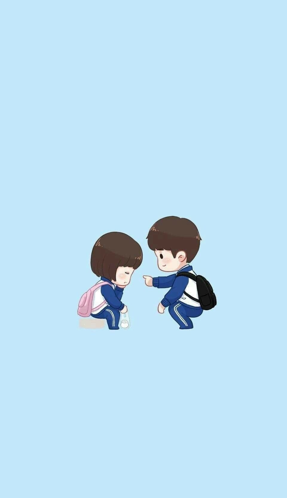 960x1670 Chibi Couple Wallpaper, Phone