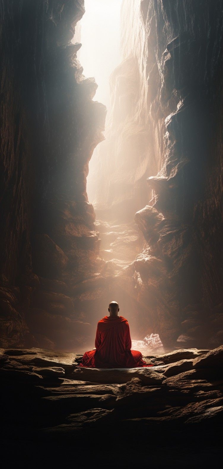 760x1590 Monk meditating in cave. Monk meditation, Abstract art wallpaper, Art wallpaper, Phone