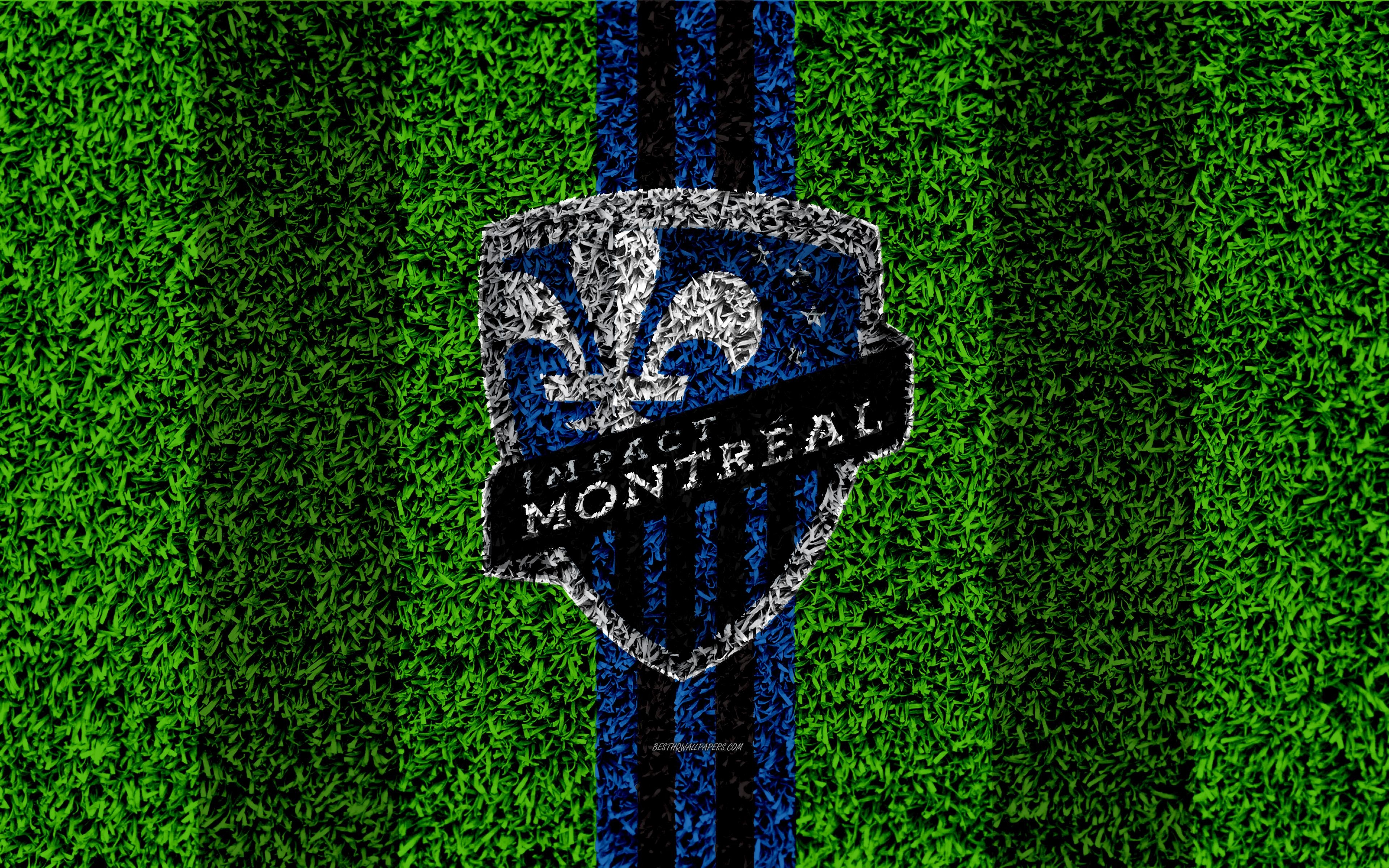 3840x2400 Download wallpaper Montreal Impact FC, 4k, MLS, football lawn, logo, Desktop