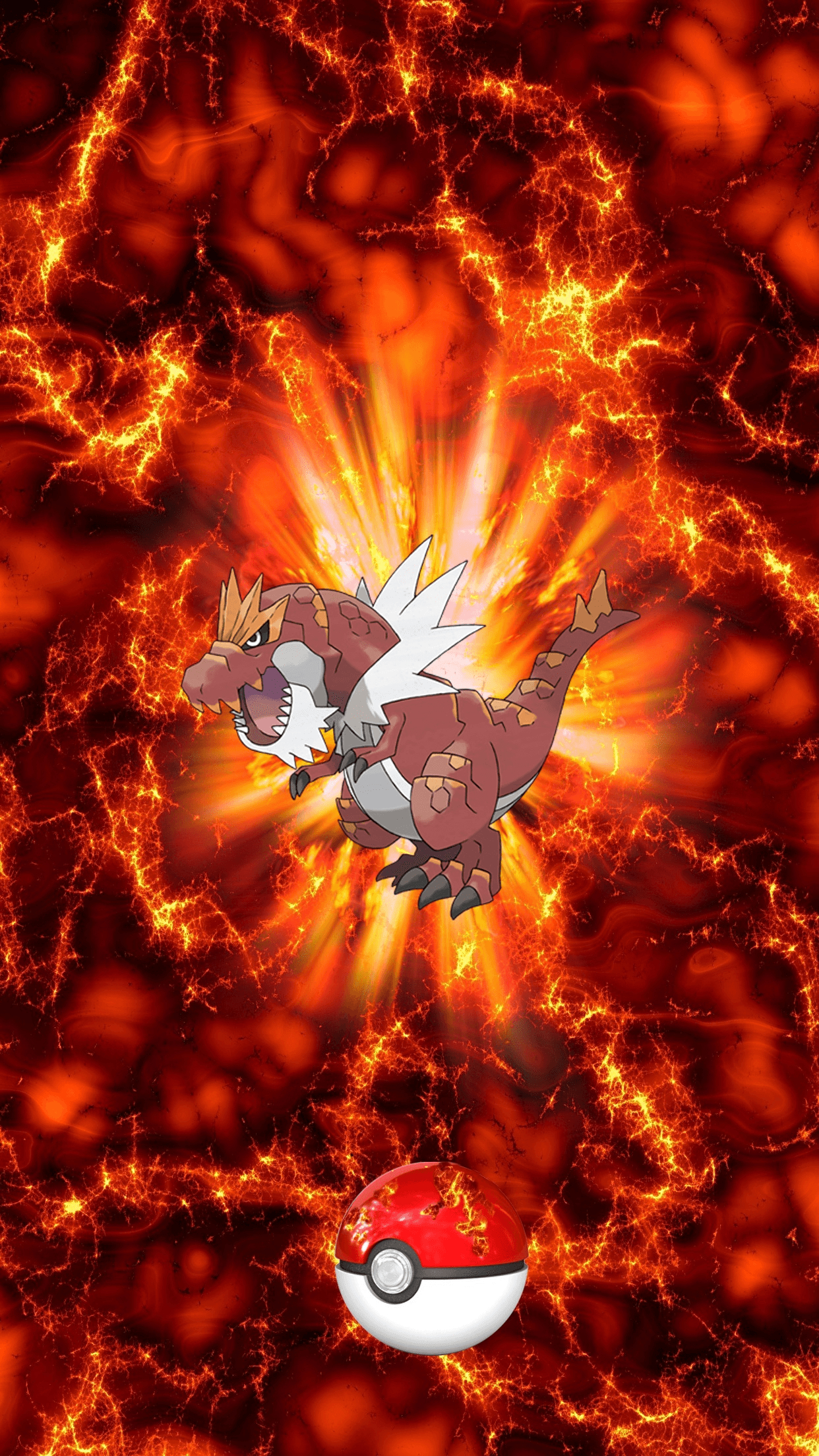 1250x2210 Fire Pokeball Tyrantrum 142 Gachigoras 155 Tyrunt, Phone