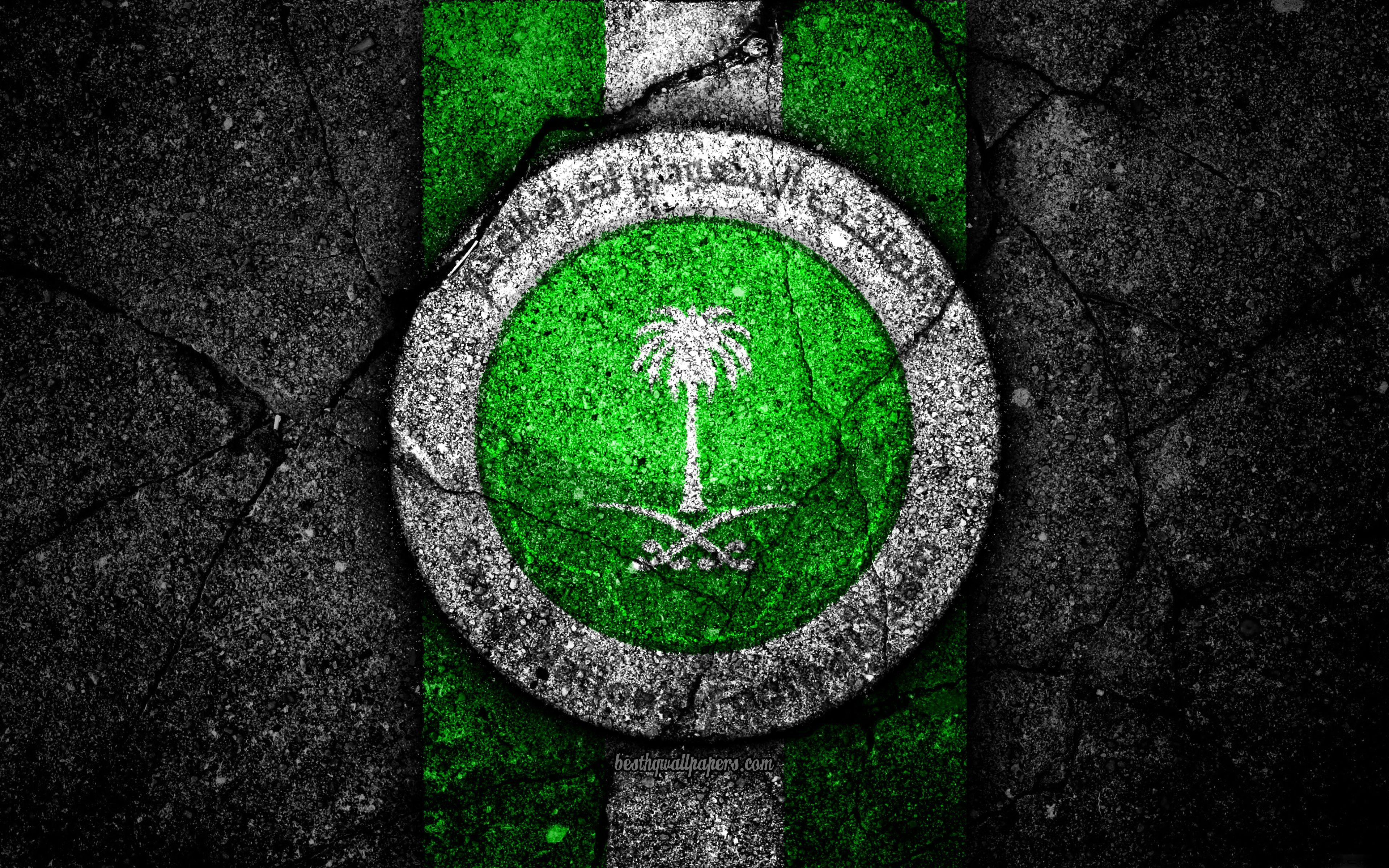 3840x2400 Download wallpaper 4k, Saudi Arabia football team, logo, AFC, Desktop