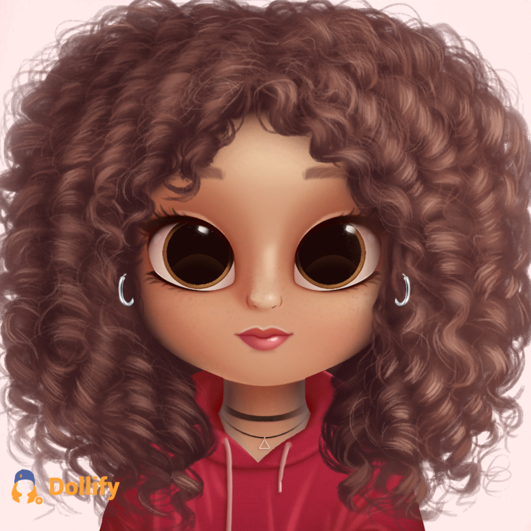 1080x1080 Curly hair light skin. Cute cartoon girl, Cartoon girl drawing, Phone