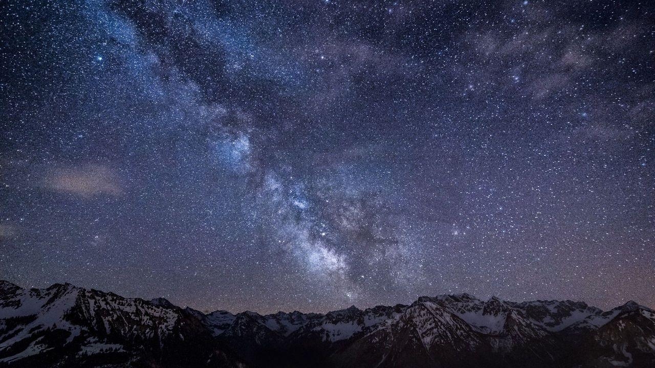 1280x720 Download wallpaper  mountains, night, sky, stars hd, hdv, Desktop