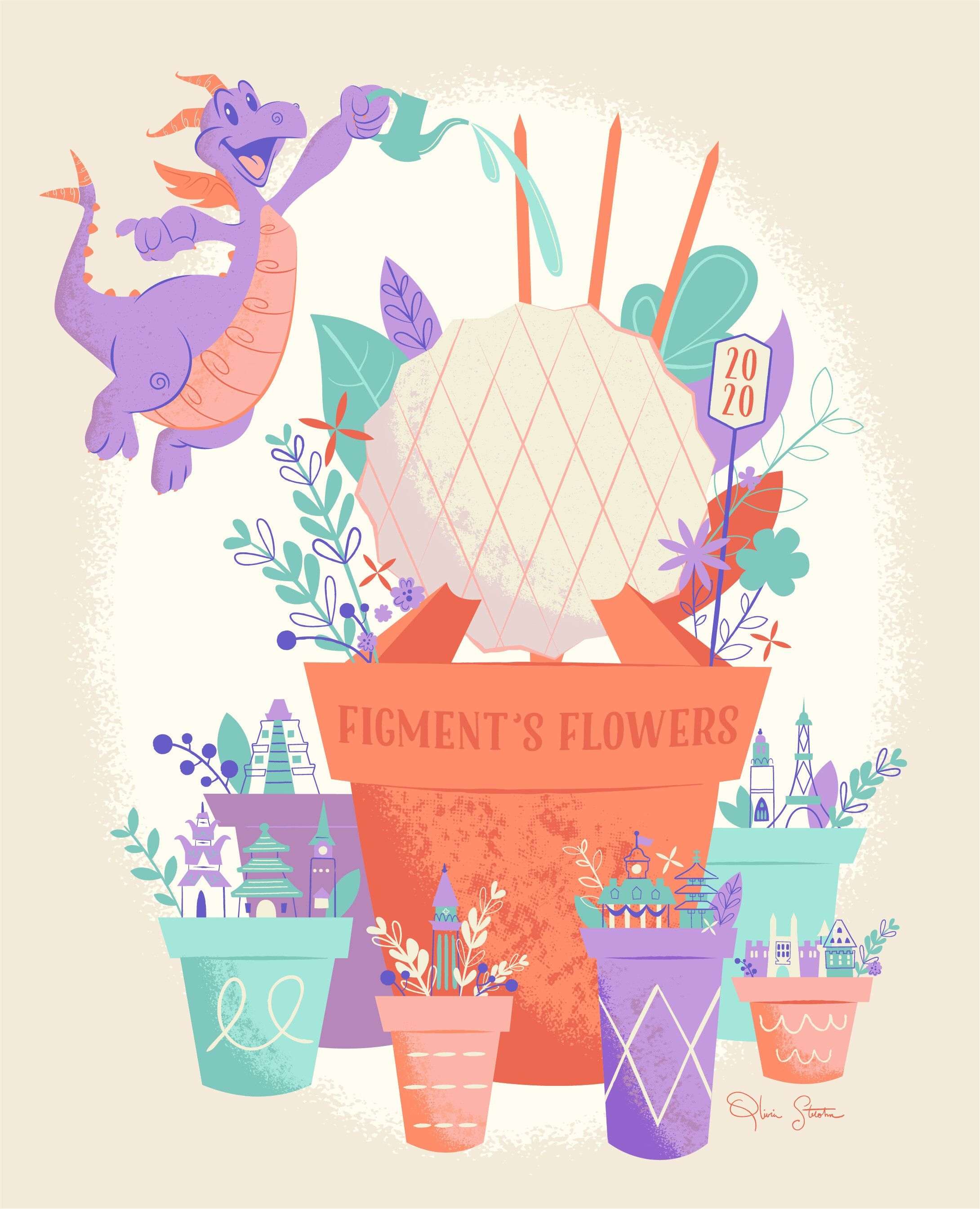 2180x2690 Figment's Flowers. Disney artwork, Disney posters, Figment disney, Phone