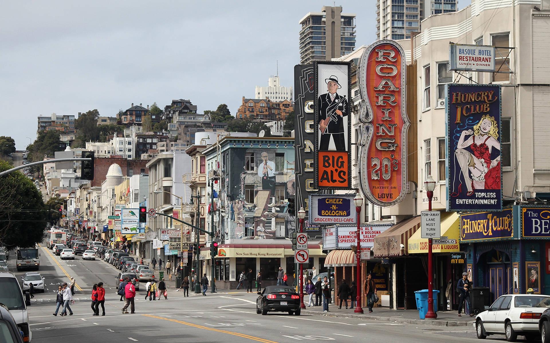 1920x1200 Red light district of Broadway in San Francisco, Desktop