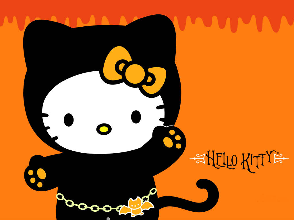 1030x770 Download Hello Kitty Halloween Black Cat Art Wallpaper, Desktop