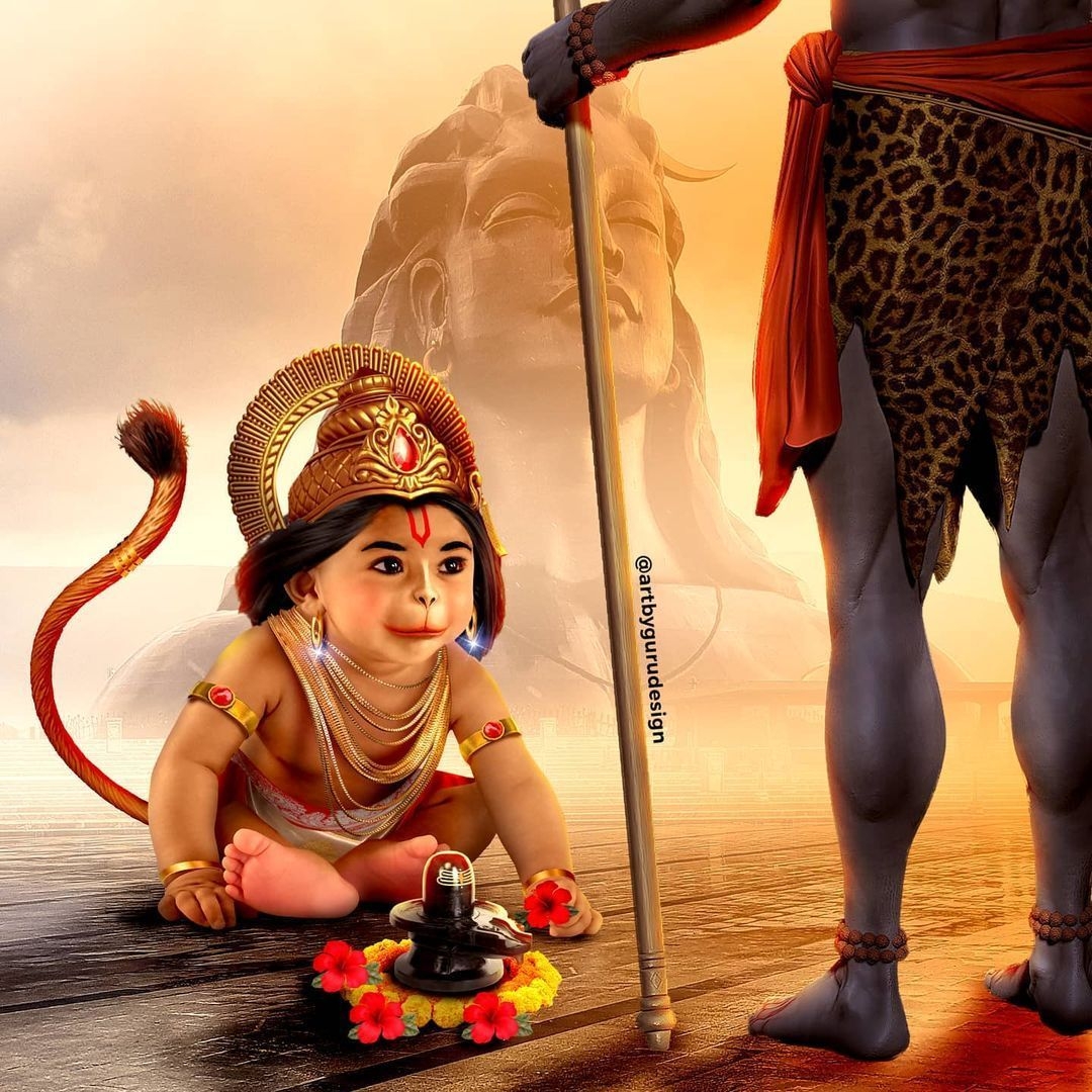 1080x1080 lord hanuman prying lord shiva, Phone