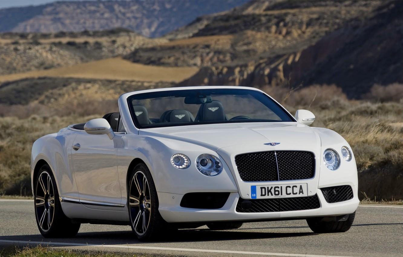 1340x850 Wallpaper Bentley, Continental, White, Convertible, Grille, The hood, Desktop