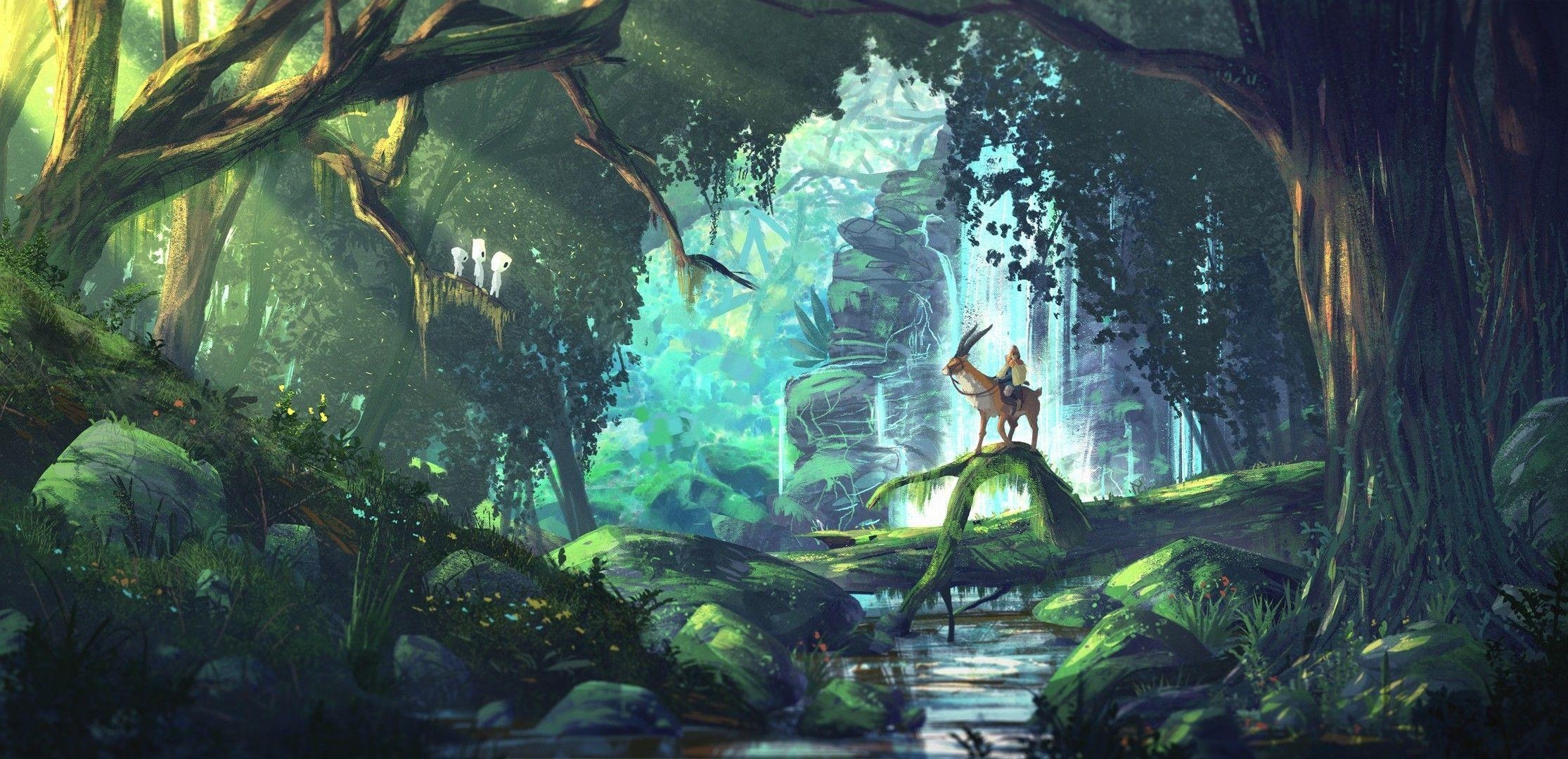 2230x1080 Princess Mononoke Studio Ghibli Wallpaper Free Princess Mononoke Studio Ghibli Background, Dual Screen