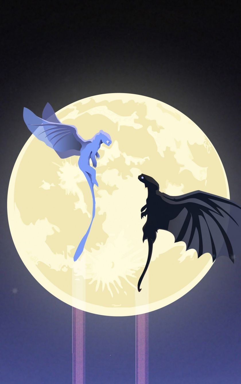 840x1340 Download Toothless and Light Fury, dragon flight, artwork, Phone