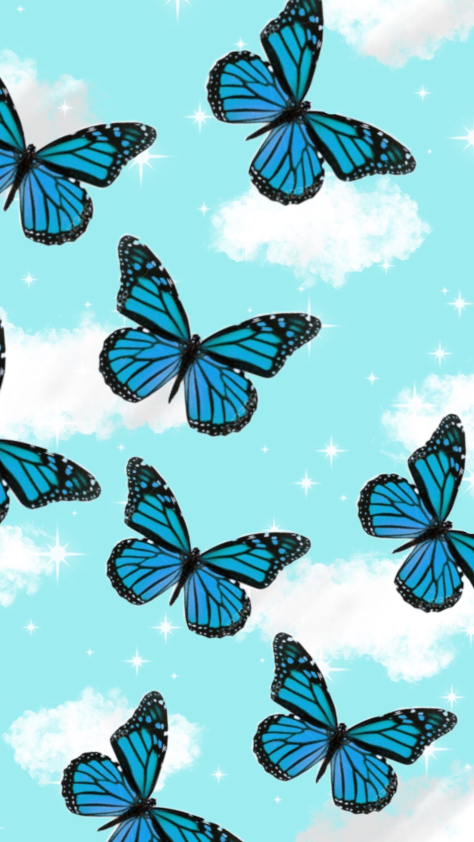 1600x2830 Blue Butterflies. Cute patterns wallpaper, Butterfly, Phone