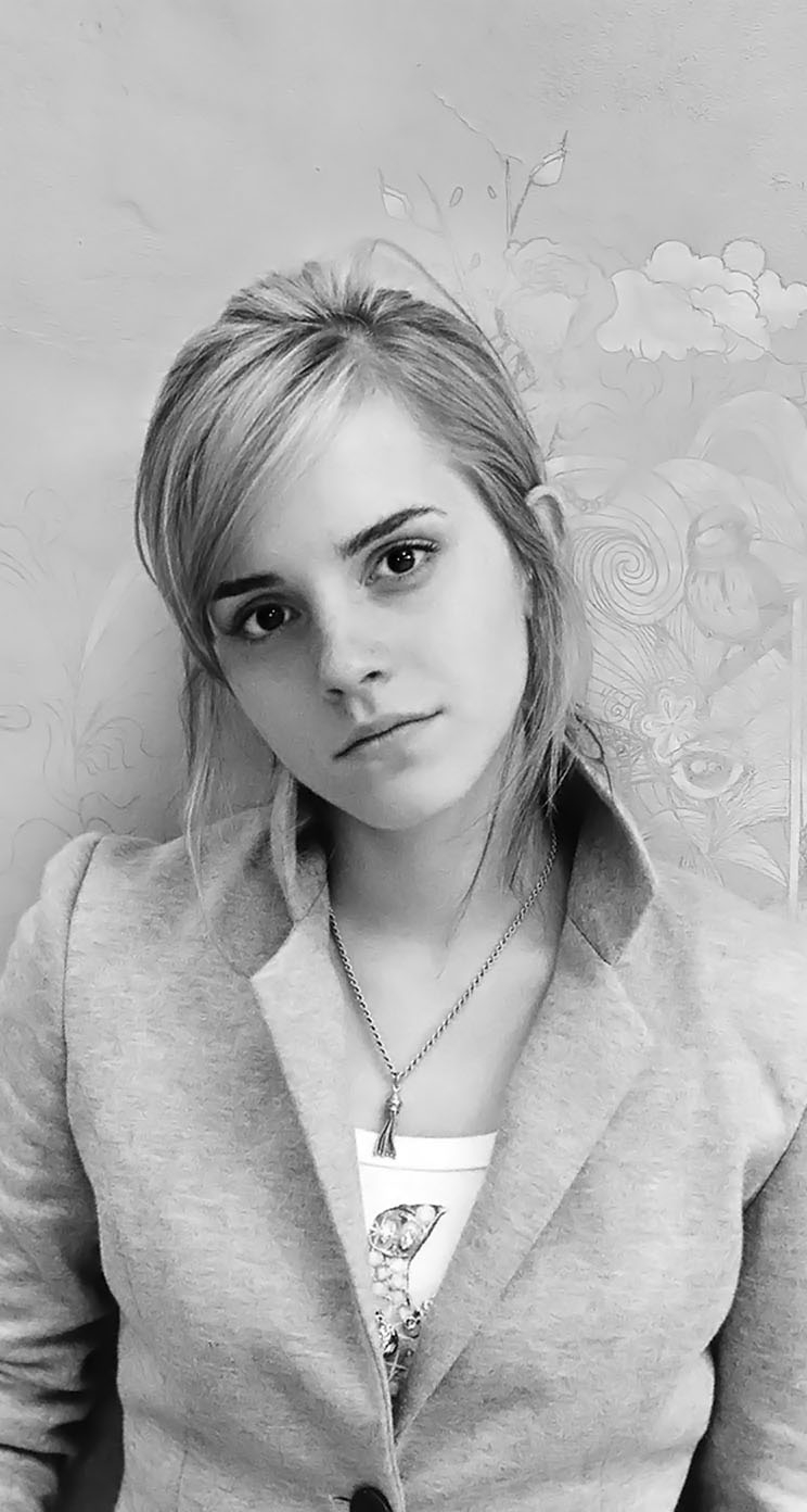 750x1400 The iPhone Wallpaper Emma Watson black and white, Phone