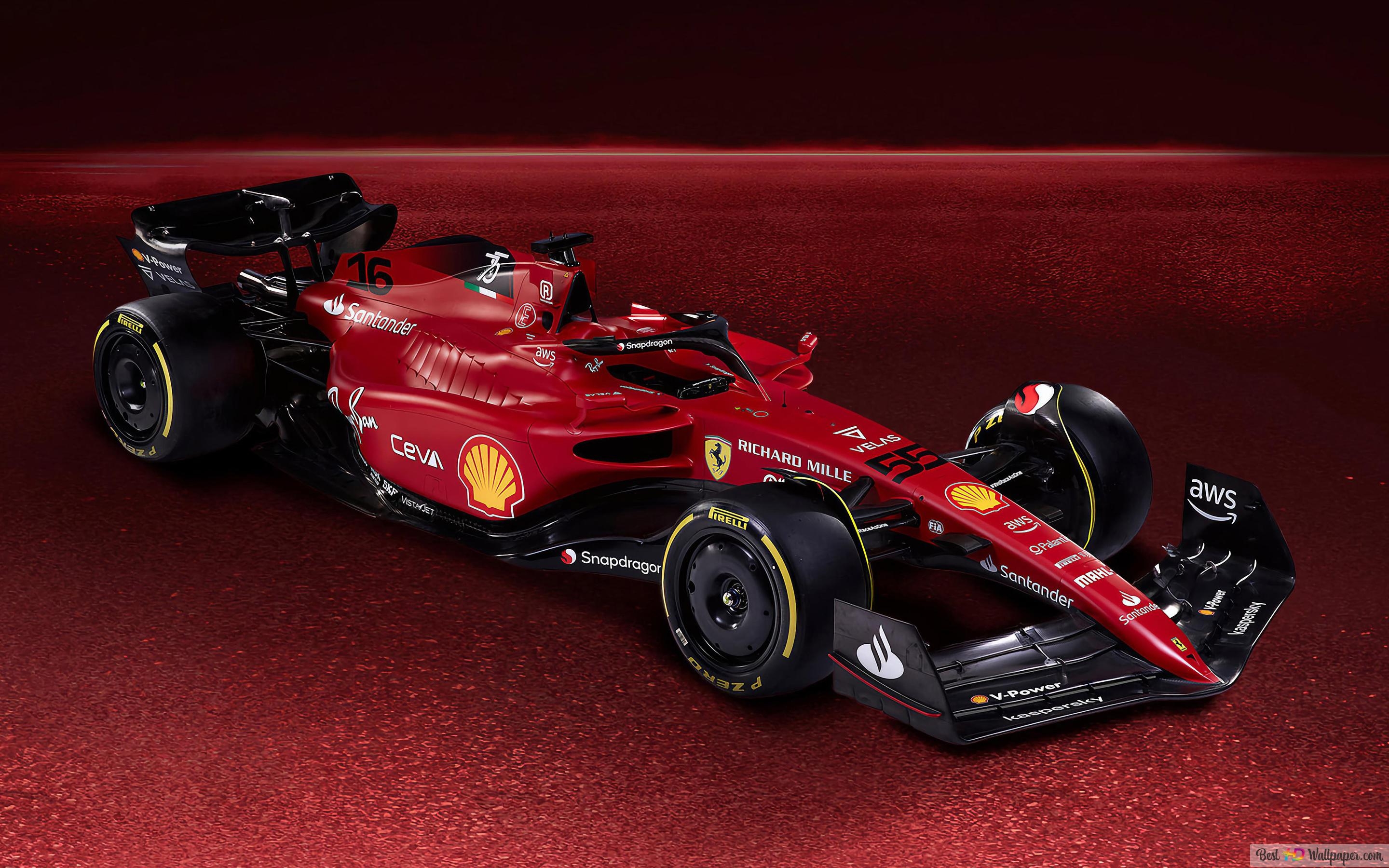 2880x1800 Ferrari F1 75 Formula 1 2022 New Car Front And Side View Red Background 4K Wallpaper Download, Desktop