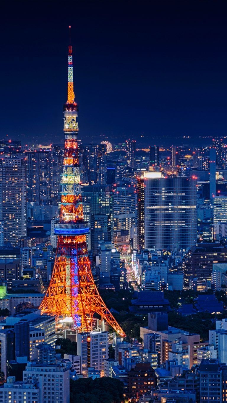 770x1370 Tokyo Tower Japan Night Cityscape 4K Ultra HD Mobile Wallpaper. Tokyo tower, Tokyo photography, iPhone wallpaper japan, Phone