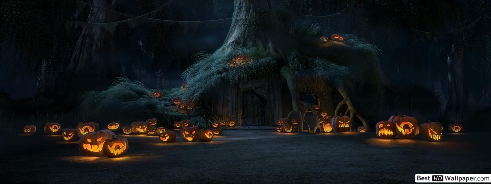 1600x600 Halloween in the swamp HD wallpaper download, Dual Screen