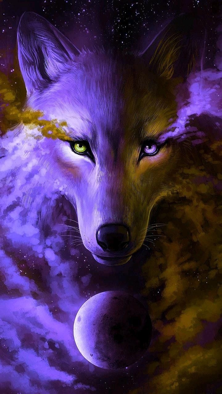 720x1280 Magic Wolf. Wolf wallpaper, Wolf painting, Wolf spirit animal, Phone