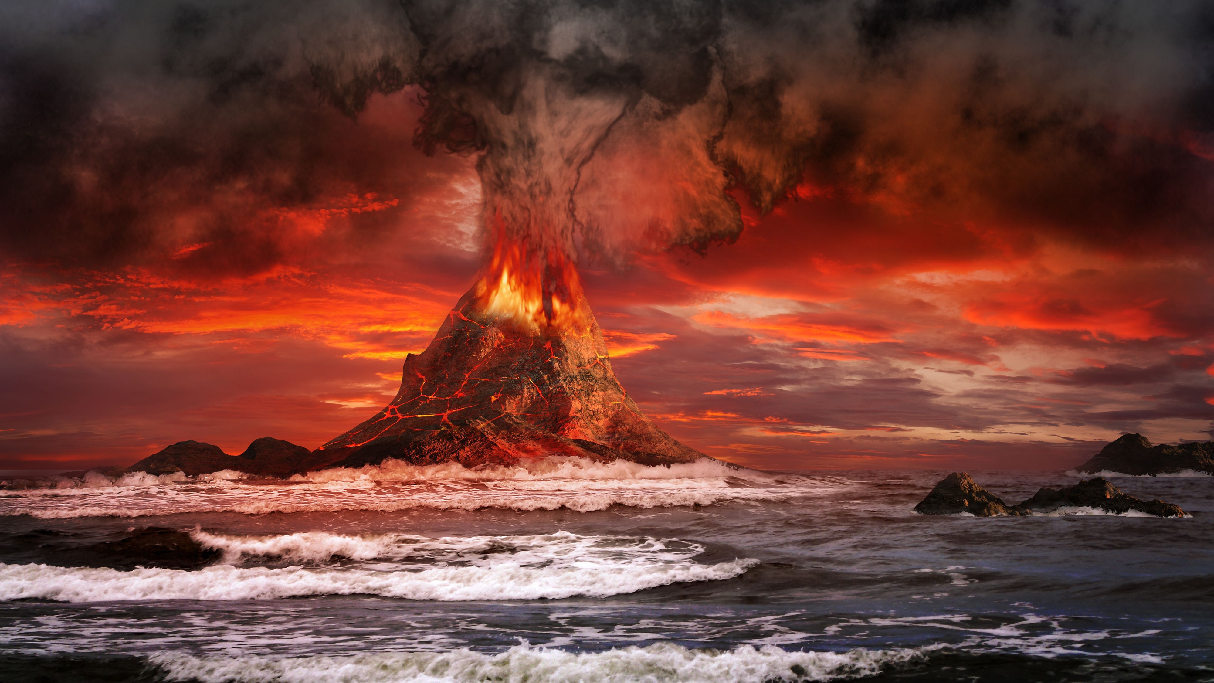 4000x2250 Erupting Volcano 4k Ultra HD Wallpaper. Background Image, Desktop