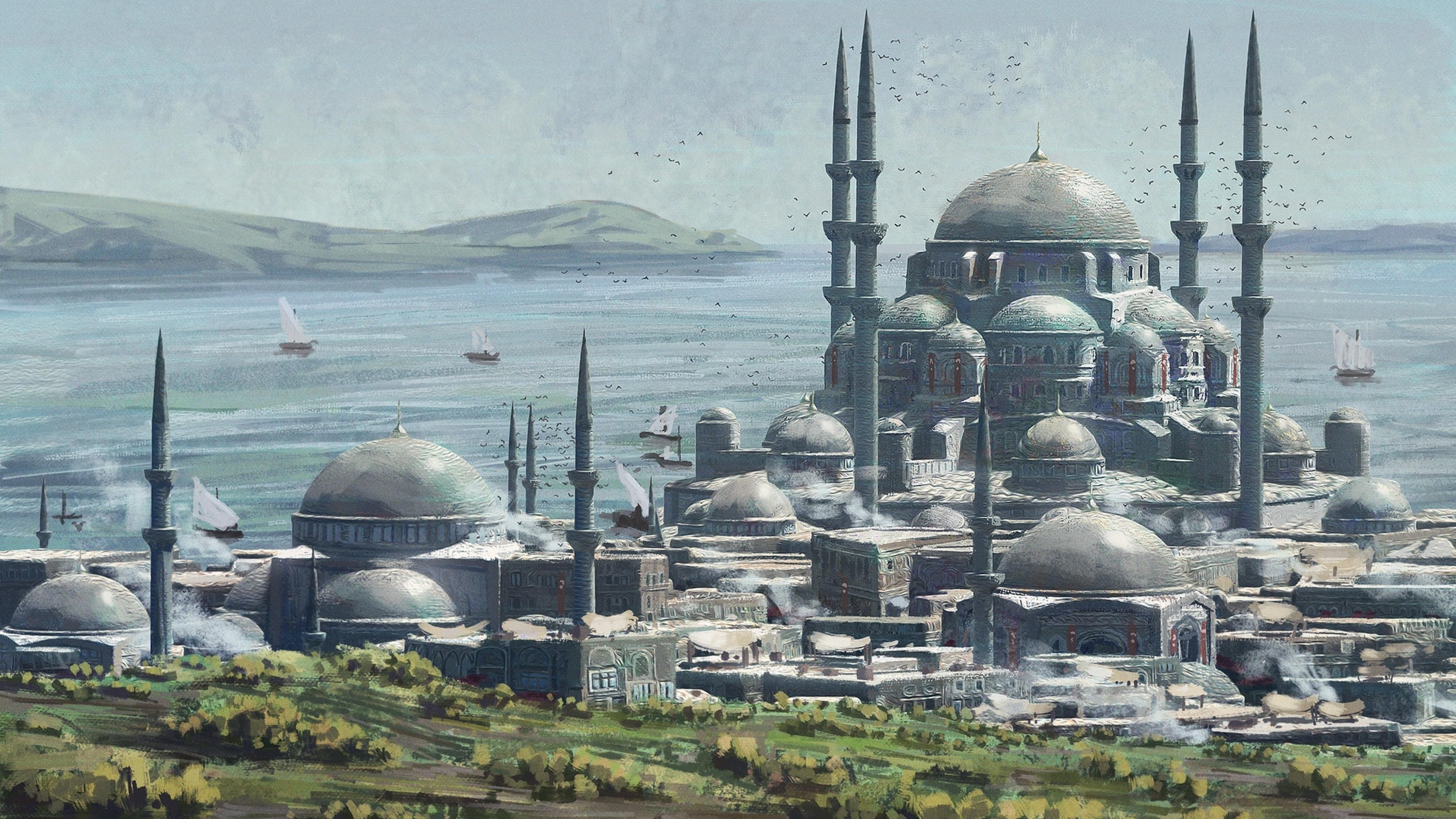 3840x2160 Download  Ottoman, Sea, Istanbul, Concept Art Wallpaper, Desktop