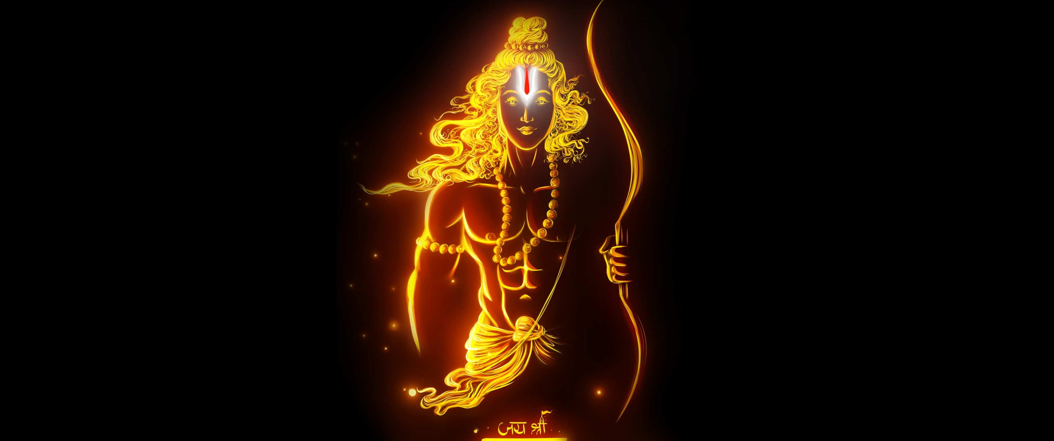 3440x1440 Jai Shri Ram Wallpaper 4K, Hindu God, Dual Screen