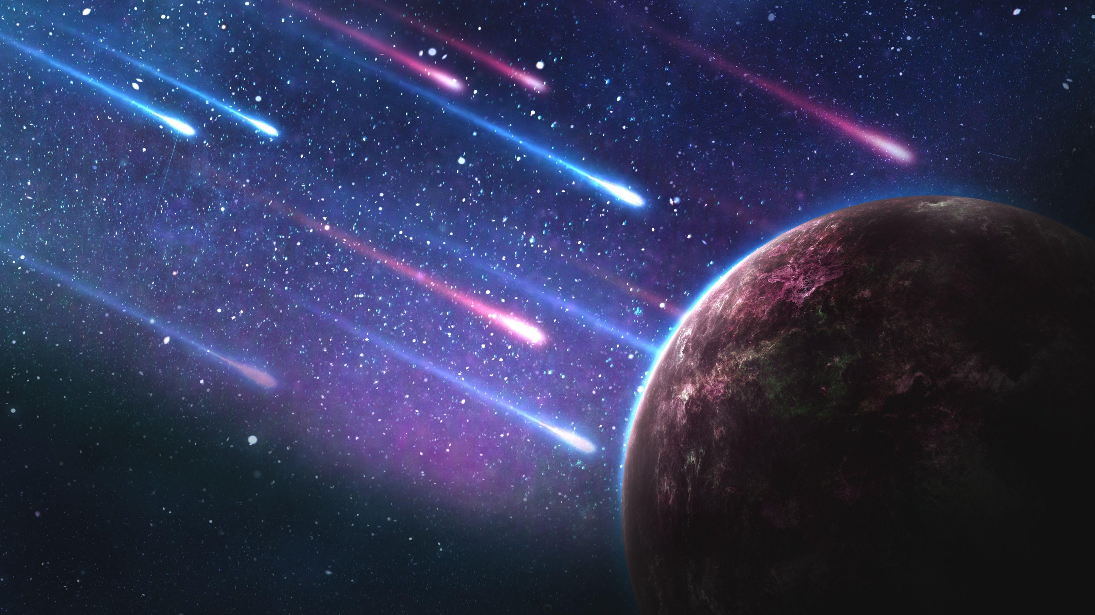 3840x2160 Download wallpaper  planet, meteorites, space, galaxy HD, Desktop