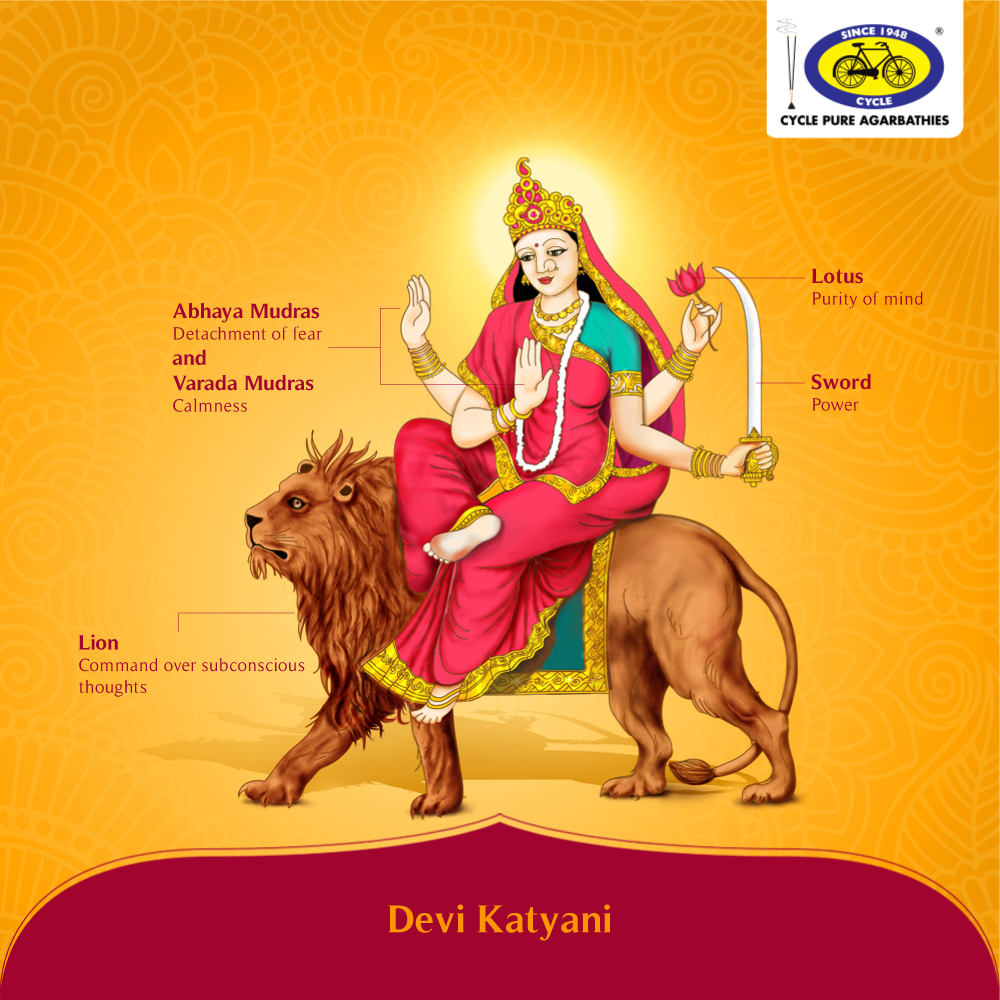 1000x1000 Here's the symbolism of the attributes of Goddess Katyayani that you may not have known. #PureDevotion. Hindu gods, Navratri devi image, Happy navratri, Phone