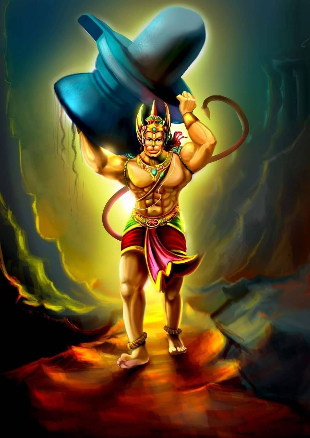 1200x1700 Lord Hanuman 3D Shiva Linga Wallpaper, Phone