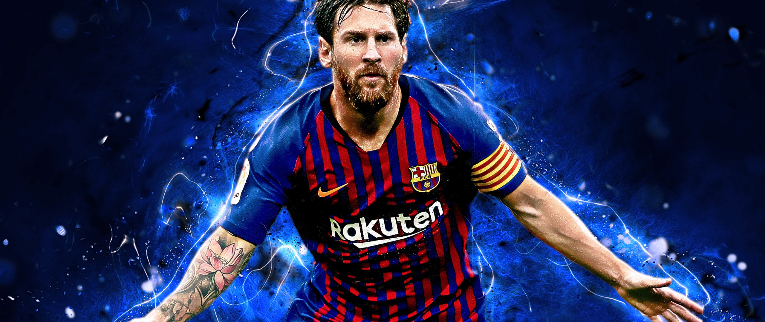 2560x1080 Artwork, Footballer, Celebrity, Lionel Messi, Wallpaper Wallpaper For Pc, Dual Screen