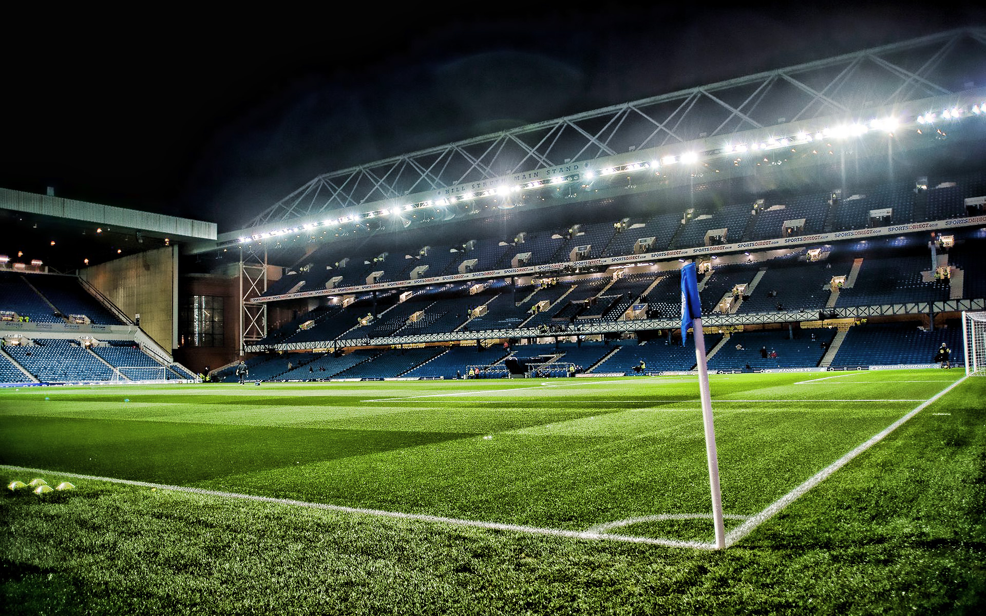 1920x1200 Download wallpaper Ibrox Stadium, night, football stadium, soccer, Ibrox Park, Rangers Stadium, empty stadium, Glasgow, Scotland, Rangers FC for desktop with resolution. High Quality HD picture wallpaper, Desktop