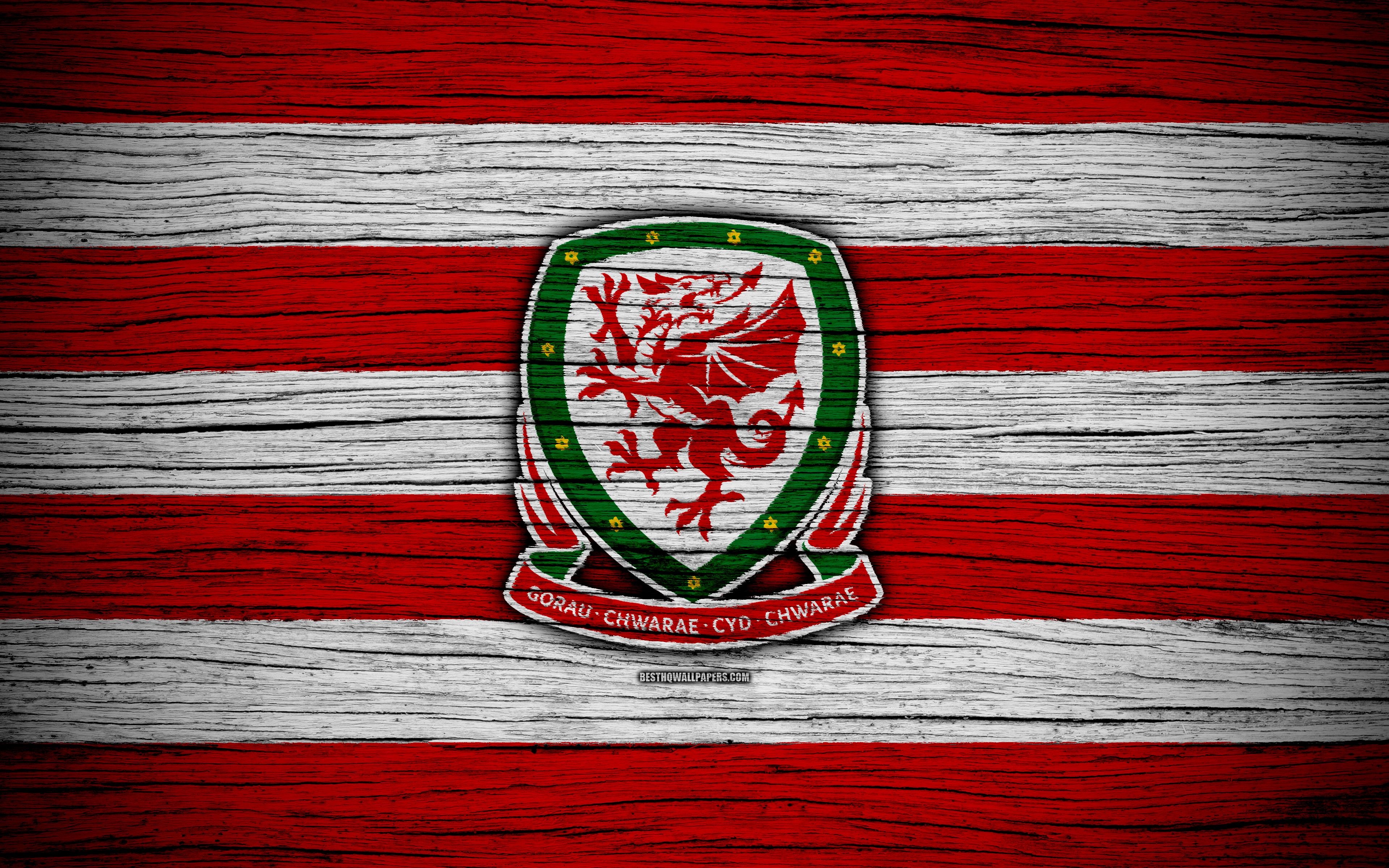 3840x2400 Download wallpaper 4k, Wales national football team, logo, UEFA, Desktop