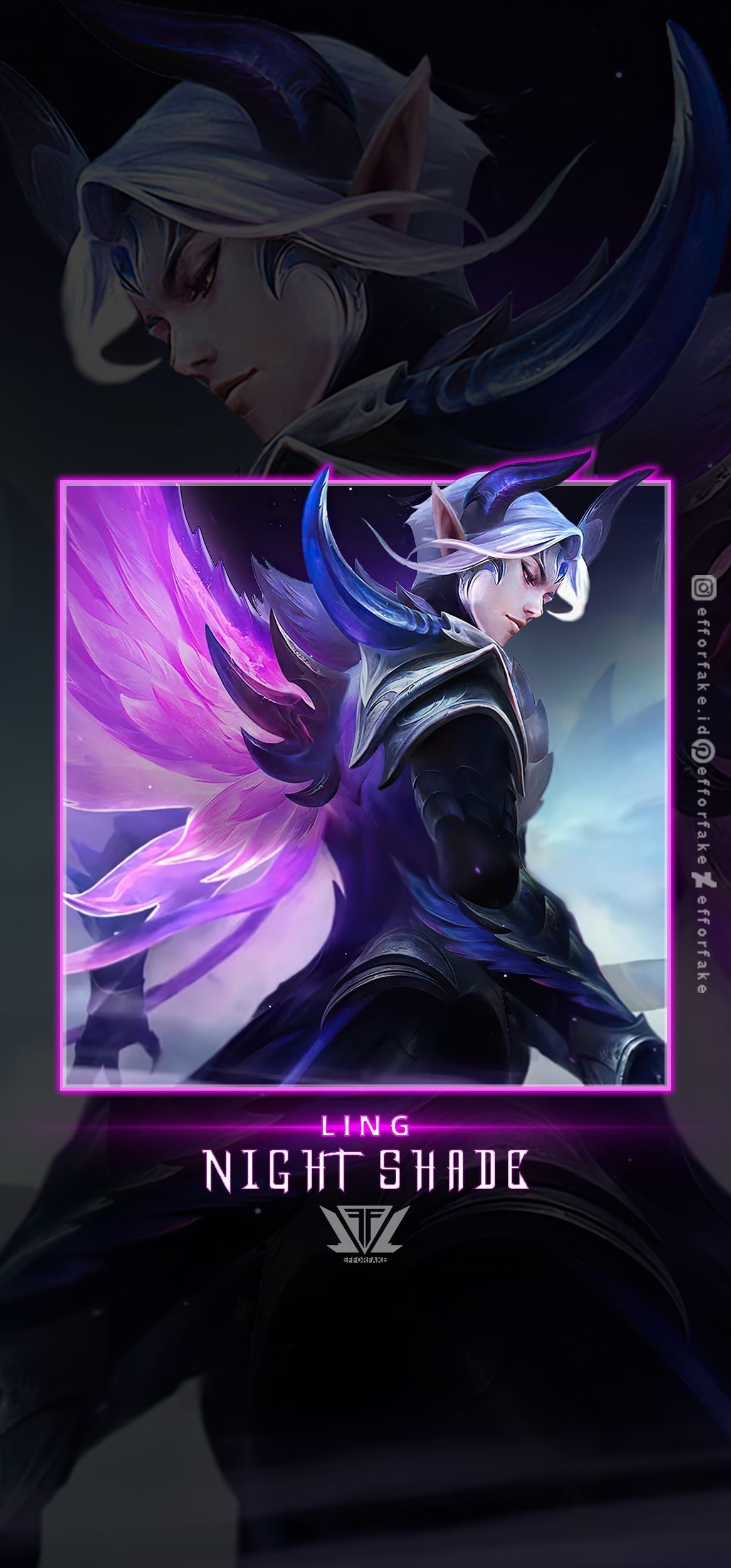 1170x2500 Ling Night Shade. Mobile legend wallpaper, Unicorn wallpaper cute, Neon wallpaper, Phone