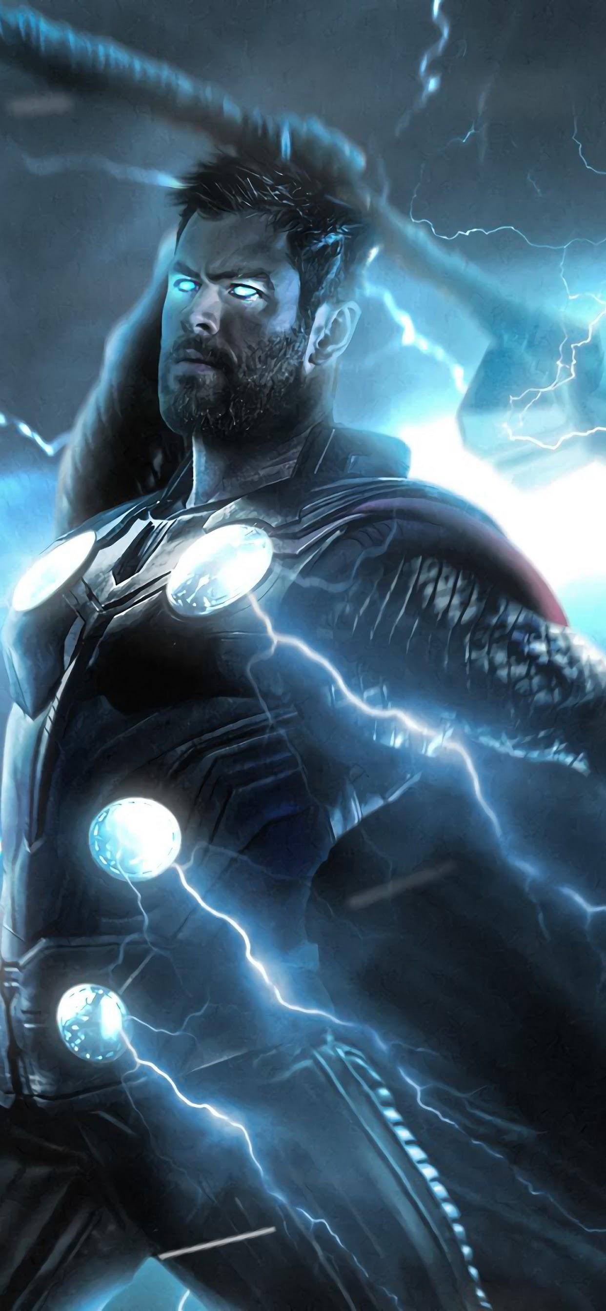 1250x2690 Avengers: Endgame Thor Strombreaker Axe Lightning 4K, Phone