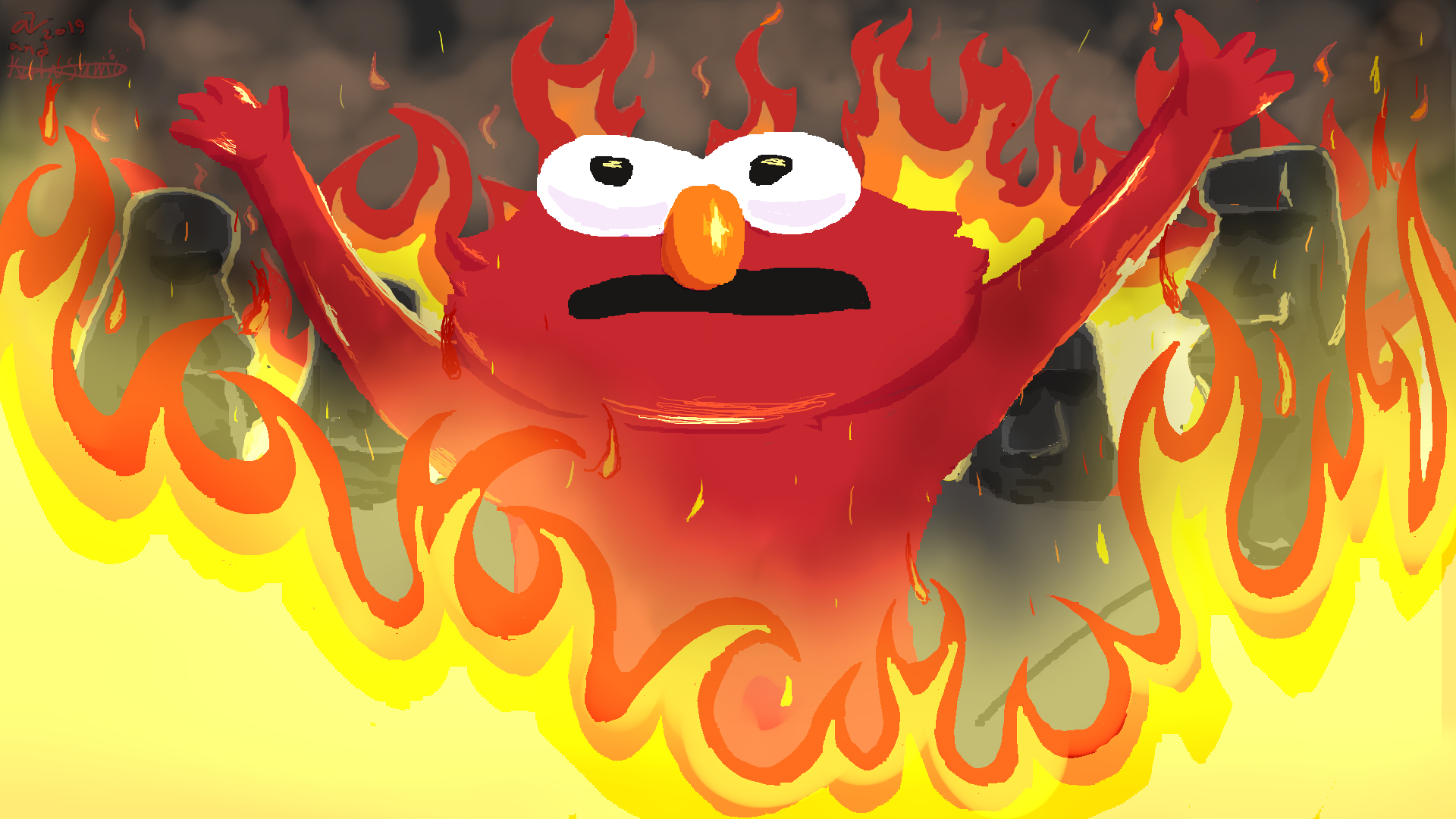 1920x1080 Elmo World On Fire Meme, Desktop