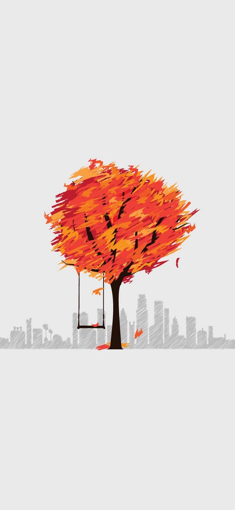 770x1670 Autumn Tree Minimalist Wallpaper Android 4K Screens, Phone