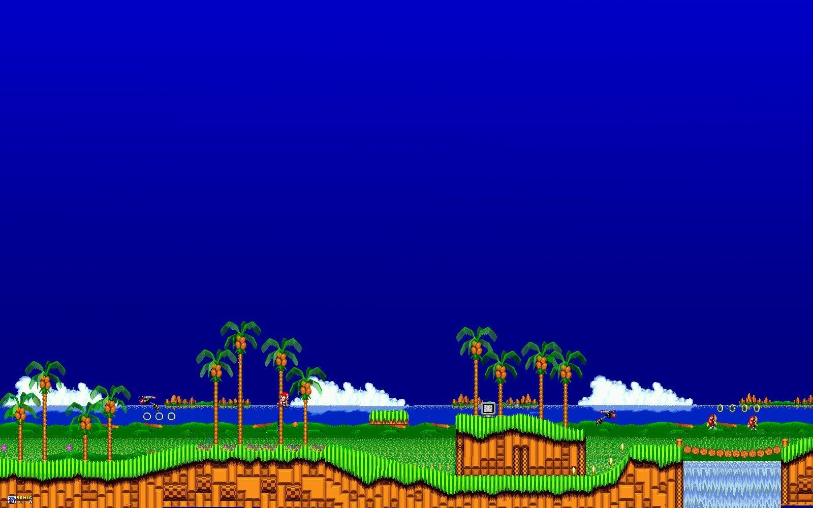 1600x1000 8 Bit Green Hill Zone Phone Tablet Wallpaper • GamePhD, Desktop