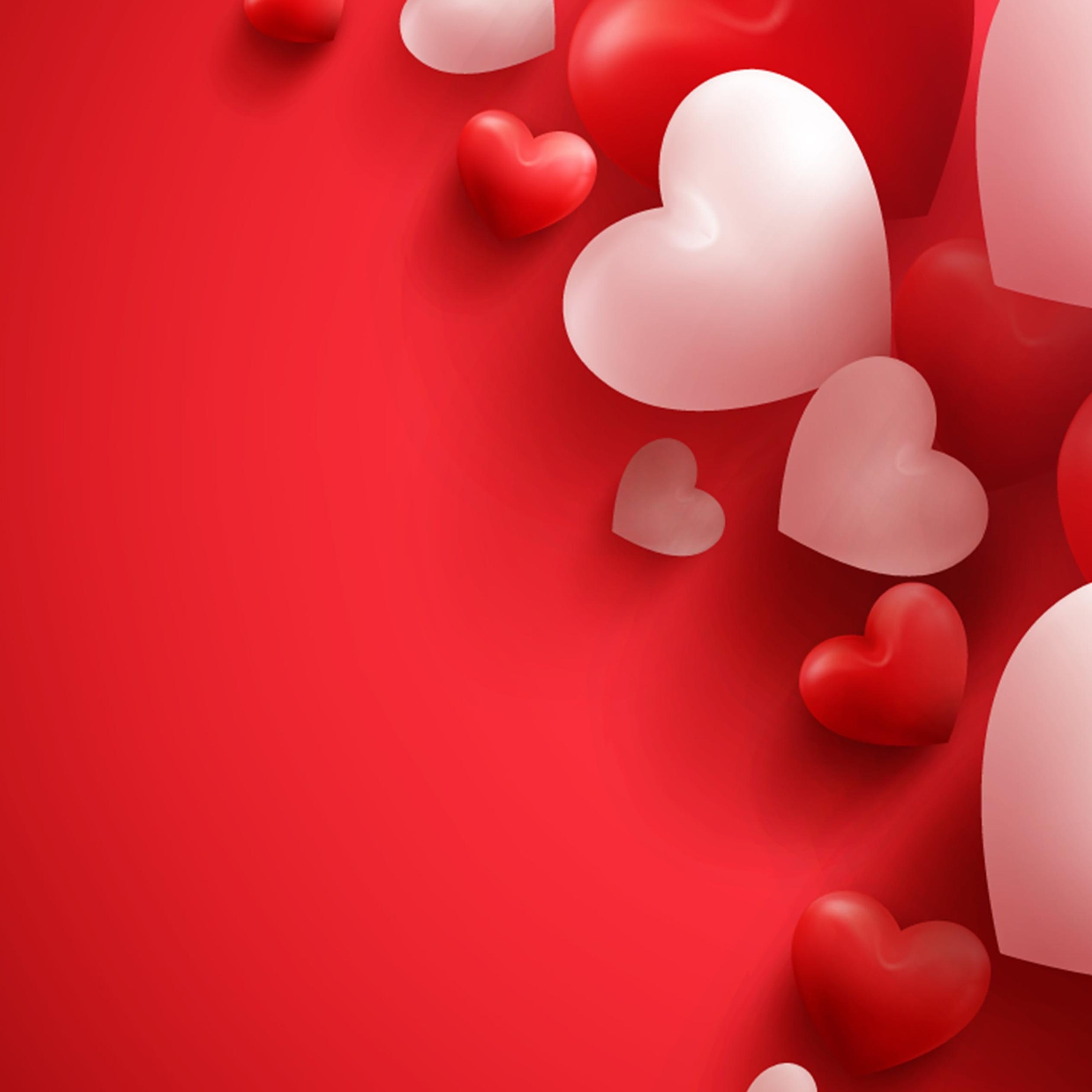 2530x2530 Love wallpaper with red and white hearts, Phone