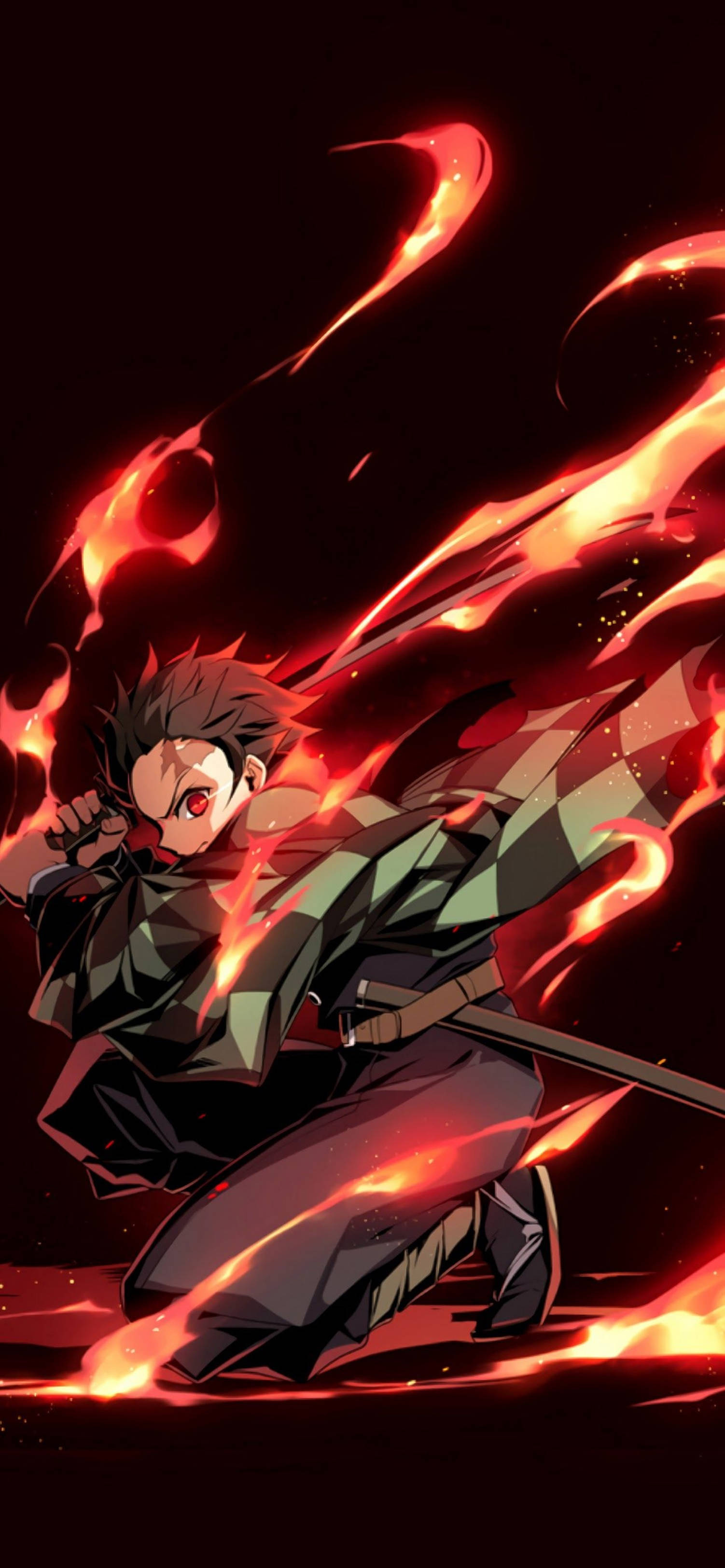 1510x3250 Download 4K Anime IPhone Demon Slayer Fire God Dance Wallpaper, Phone