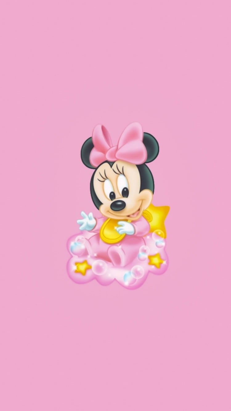 750x1340 Mickey Mouse Disney Aesthetic Wallpaper, Baby Minnie Mouse on Yellow Chair Wallpaper, Phone