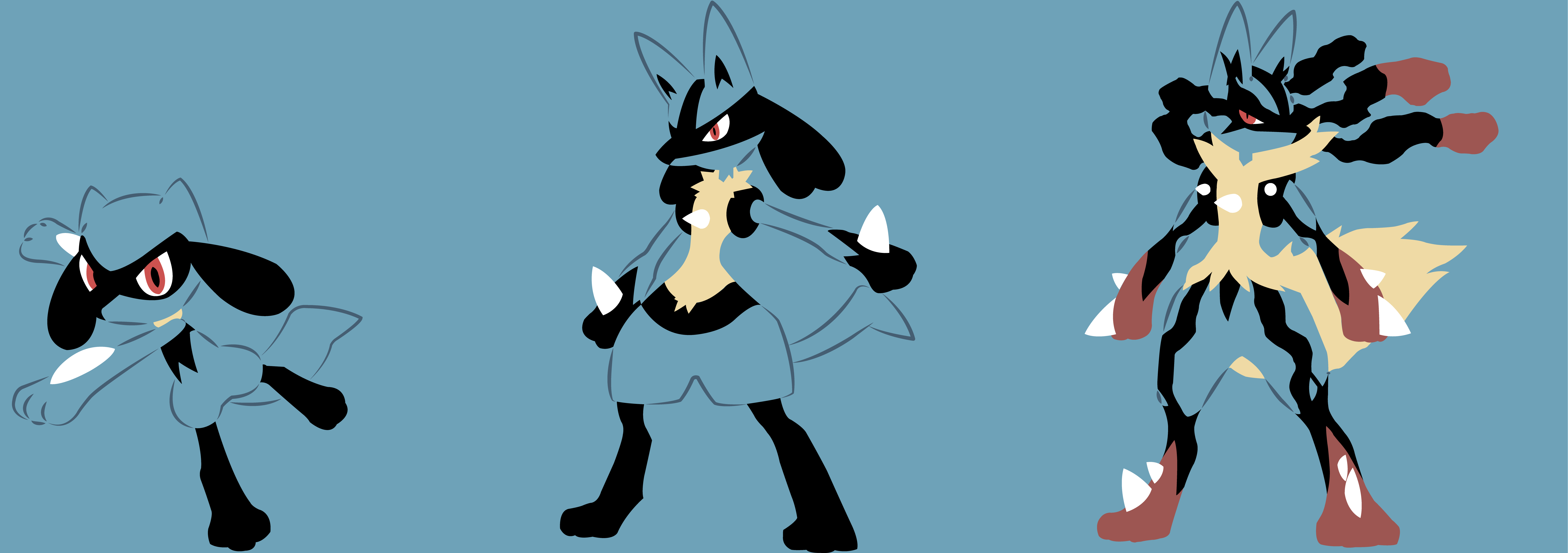 8500x3000 Riolu :.: Lucario :.: Mega!Lucario, Dual Screen