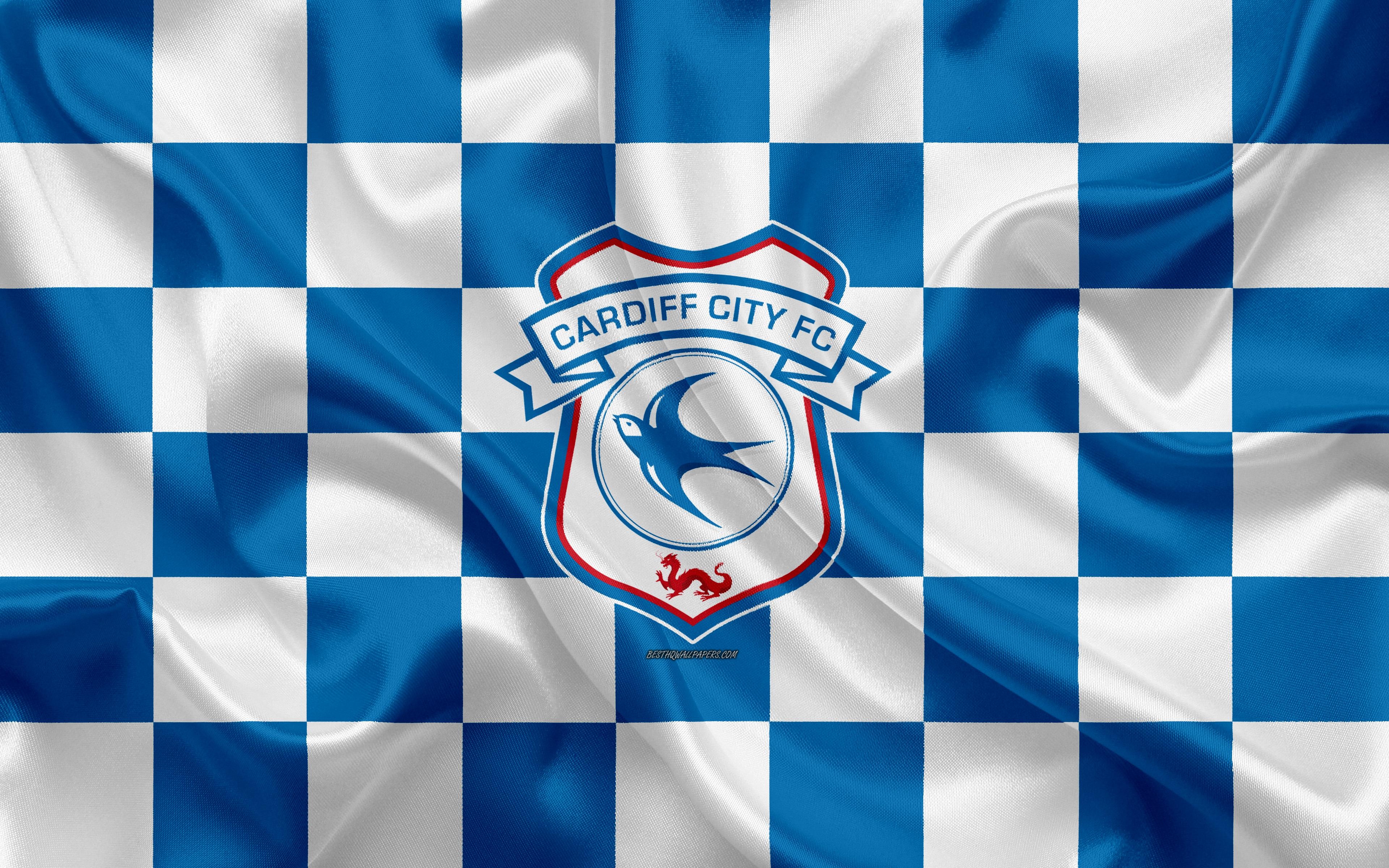 3840x2400 Download wallpaper Cardiff City FC, 4k, logo, creative art, blue, Desktop