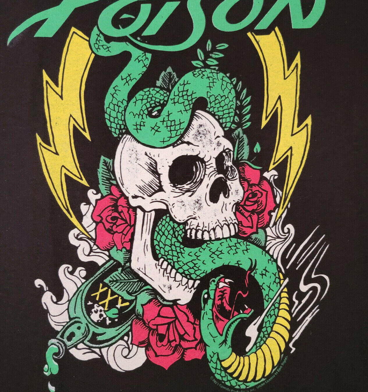 1270x1350 POISON SKULL SNAKE T Shirt Mens LARGE L BLACK METAL ROCK 80s HAIR BAND NWT, Phone