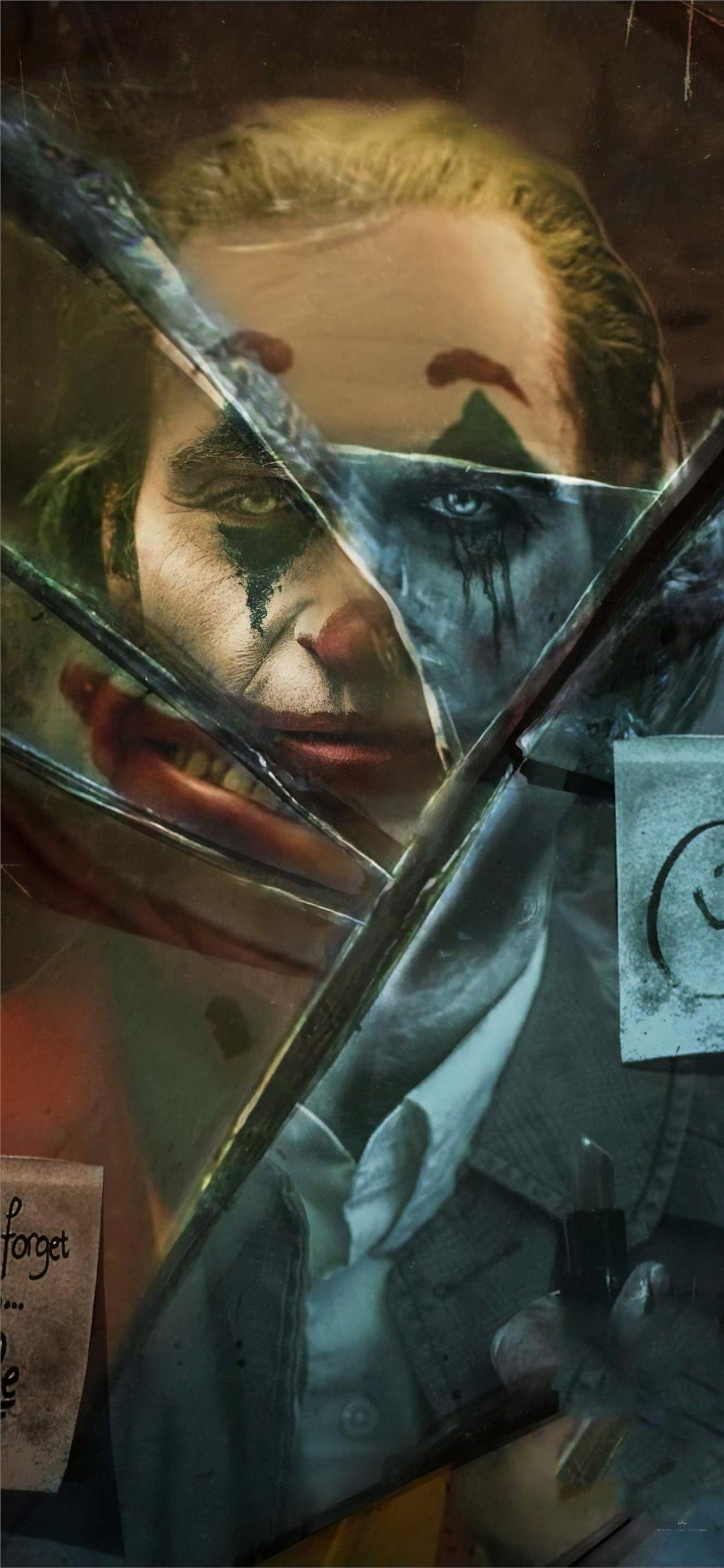 1130x2440 joker movie broken glass iPhone X Wallpaper Free Download, Phone