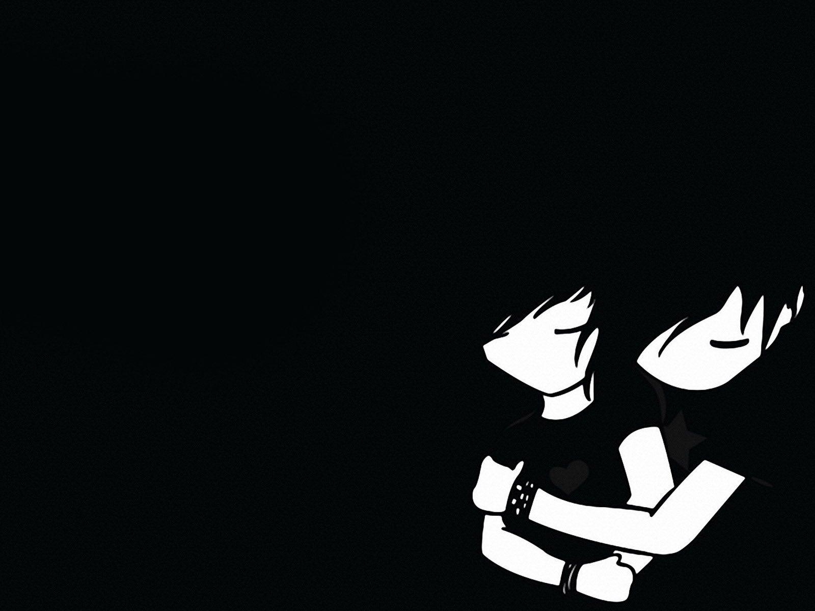 1600x1200 Wallpaper Anime Cute Couple Black And White, Desktop