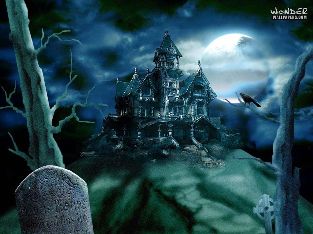 1030x770 Halloween Wallpaper: Haunted House. Scary houses, Scary wallpaper, Halloween haunted houses, Desktop