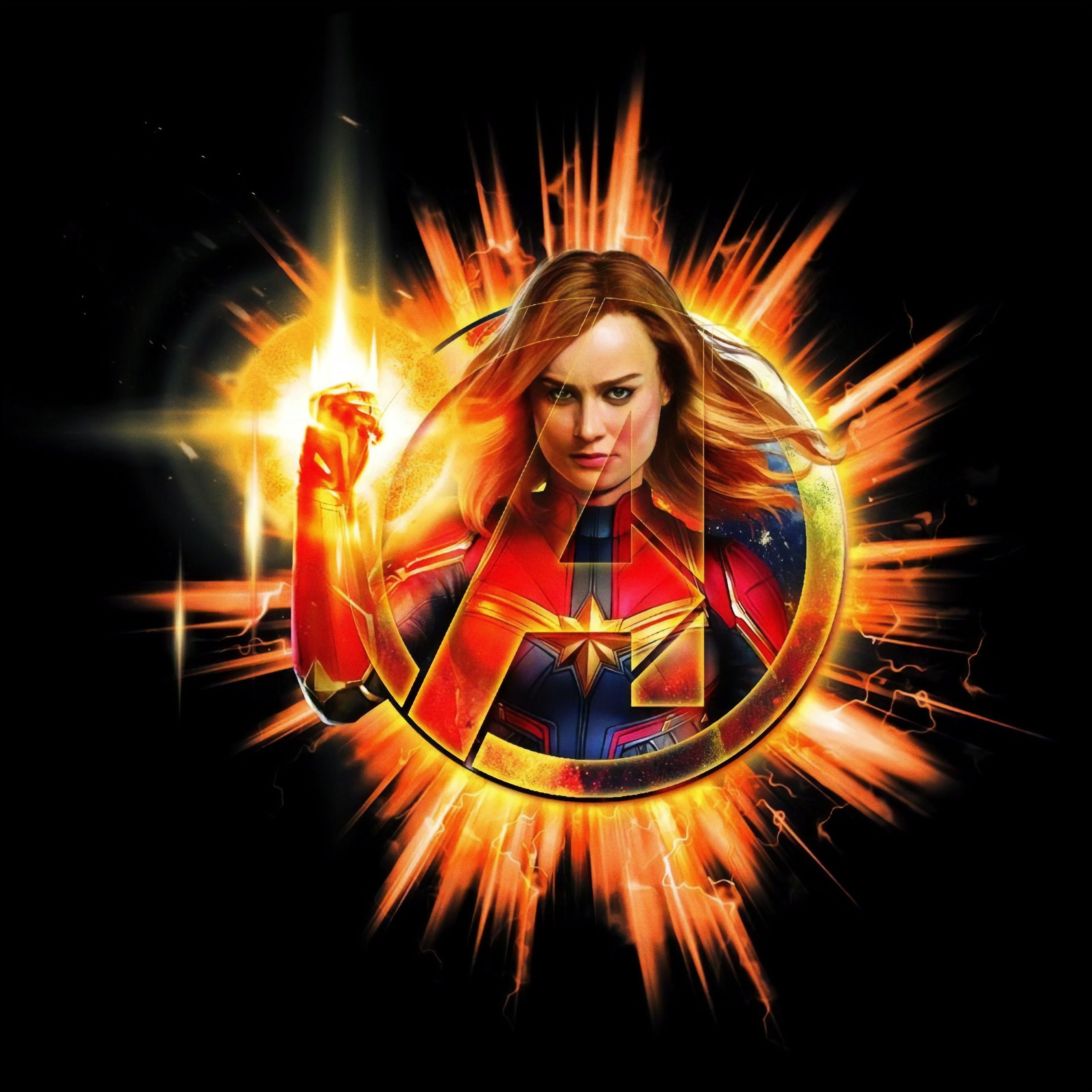 3840x3840 Avengers Endgame Captain Marvel Artwork HD 4K Wallpaper, Phone