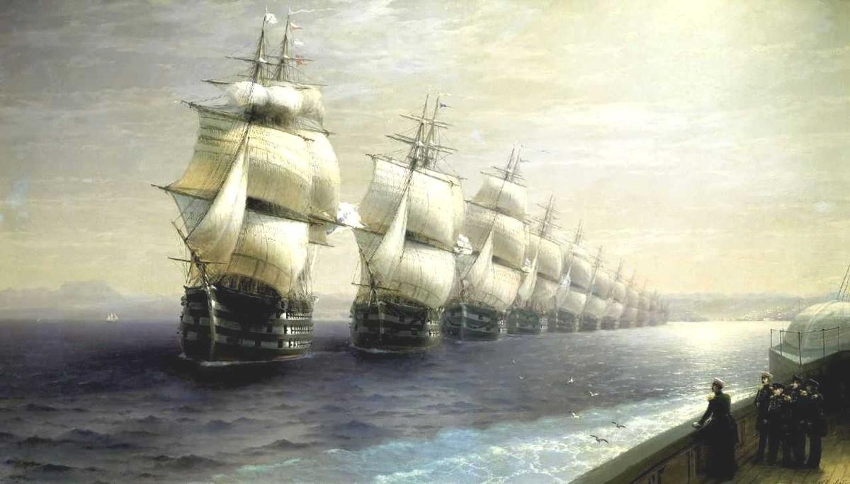 1200x690 Artwork Replica. Parade of the Black Sea Fleet in 1849 by Ivan Aivazovsky 1817, Desktop