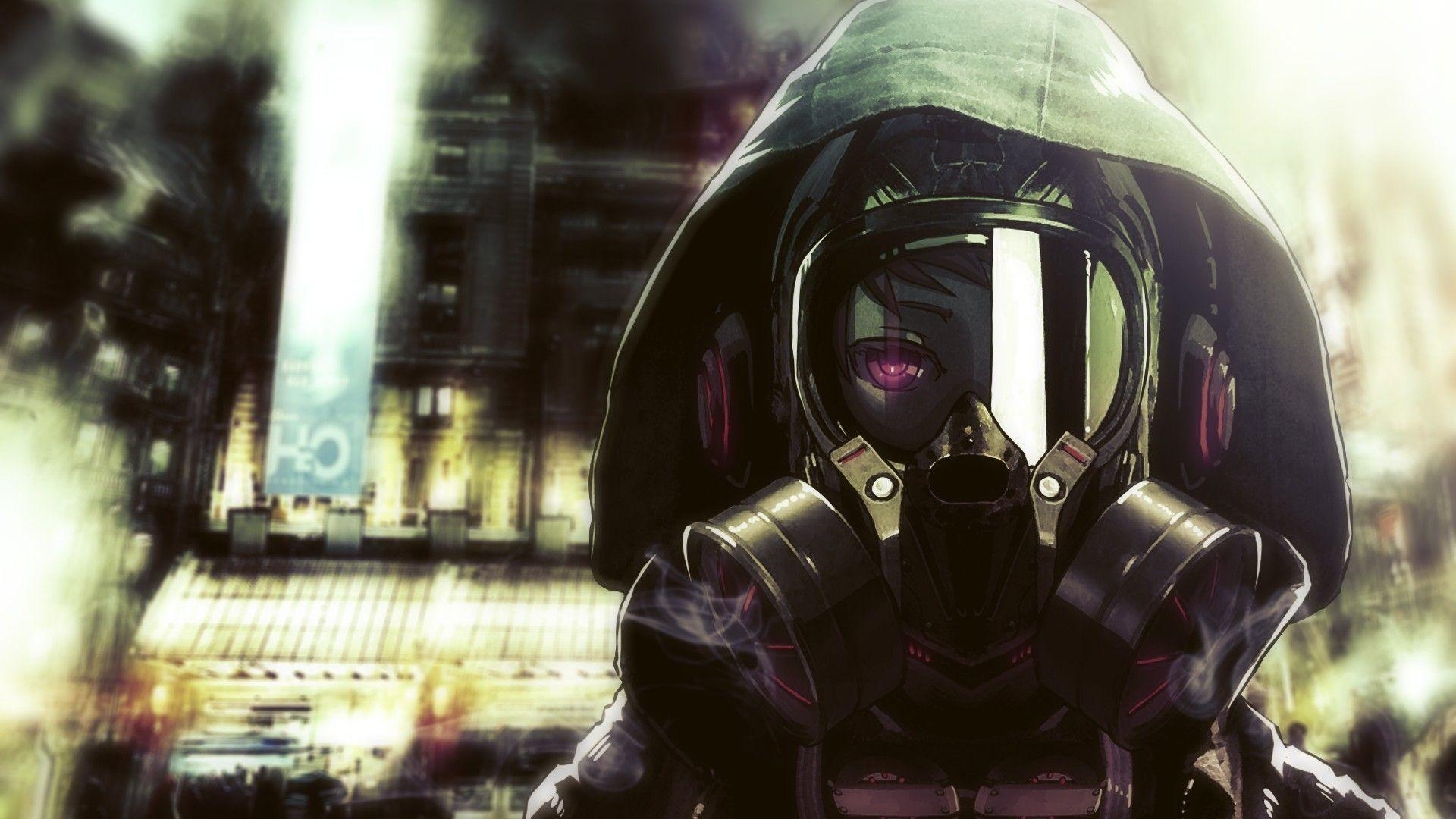 1920x1080 Anime Sci Fi Anime Gas Mask Wallpaper. 그림, 애니메이션, 공포, Desktop