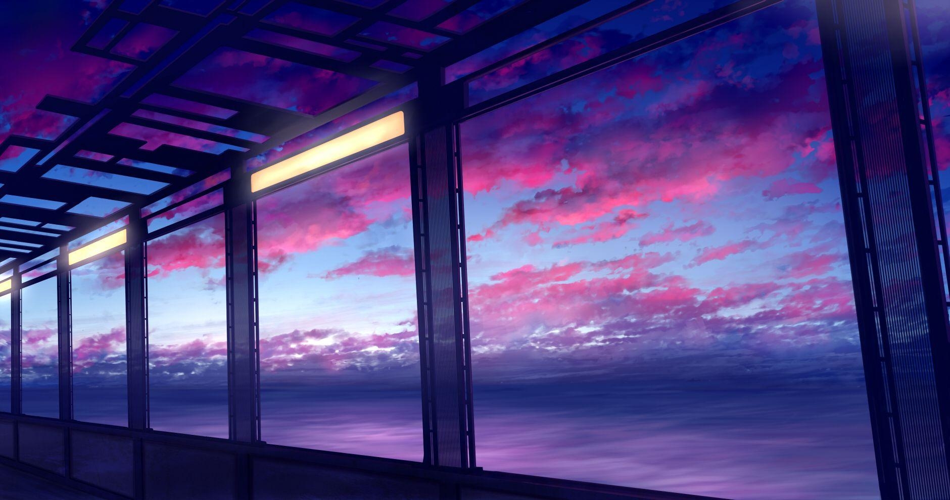 1880x990 Purple Anime Scenery Wallpaper Free Purple Anime, Desktop